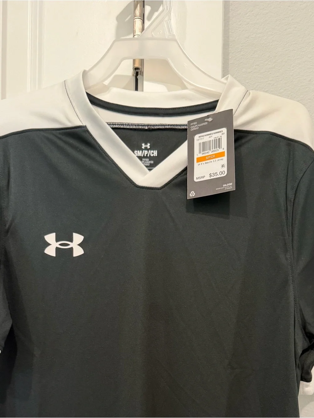 Under Armour Boy/Men’s Black and White Performance V-Neck Jersey